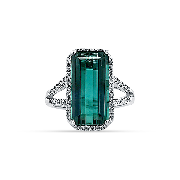 POPSCICLE BLUE TOURMALINE AND DIAMOND RING