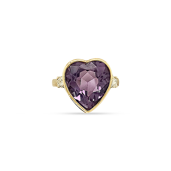 1950's AMETHYST AND DIAMOND HEART RING