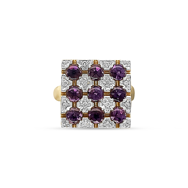 ESTATE AMETHYST AND DIAMOND RING