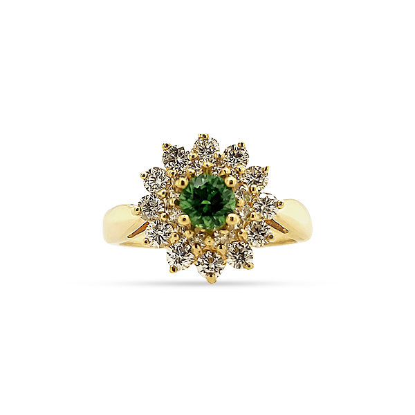 RUSSIAN DEMANTOID GARNET AND DIAMOND RING