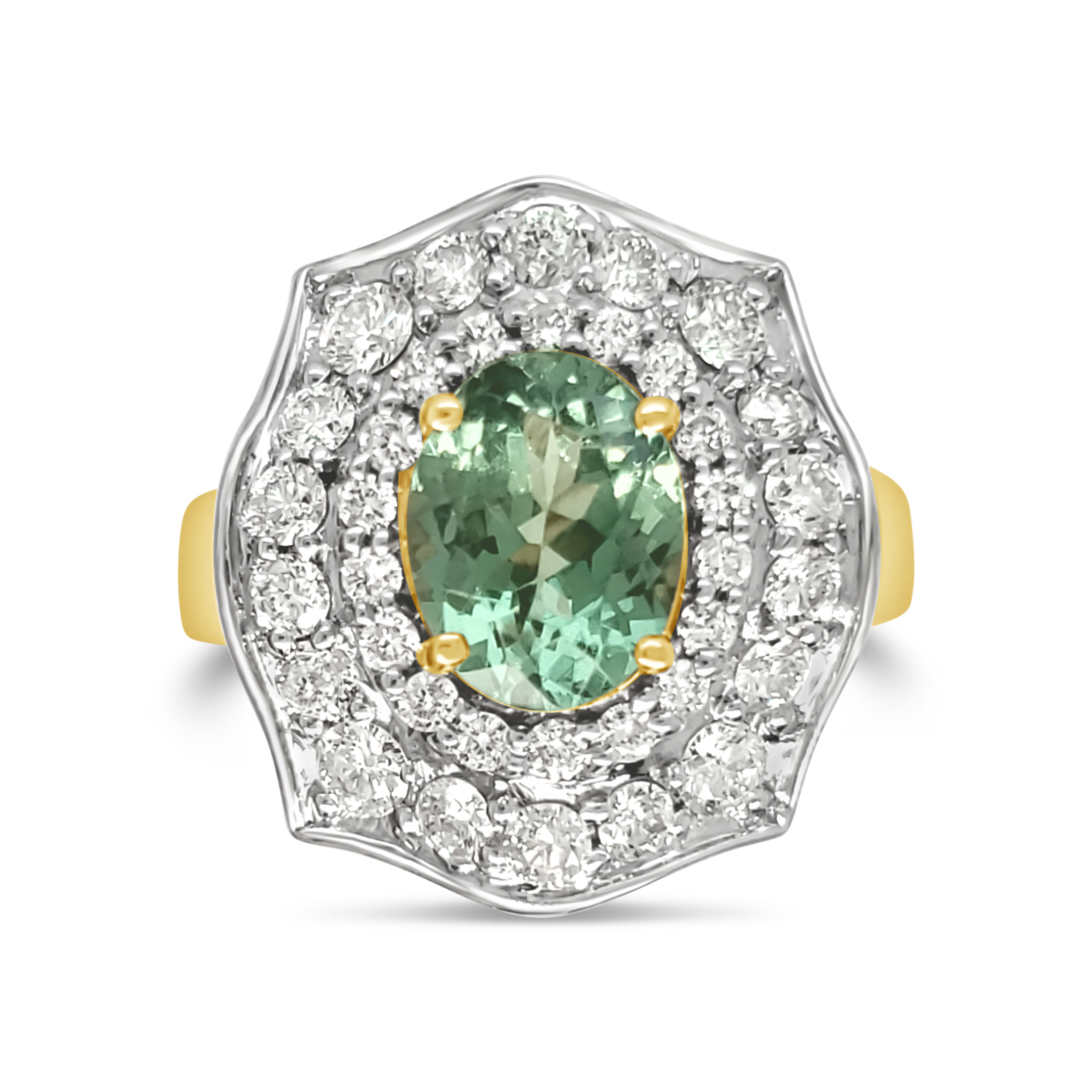 TSAVORITE GARNET AND DIAMOND RING