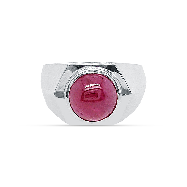 MEN'S CABACHON RUBY RING 14KW