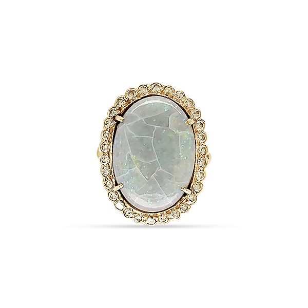 ESTATE OPAL AND DIAMOND RING