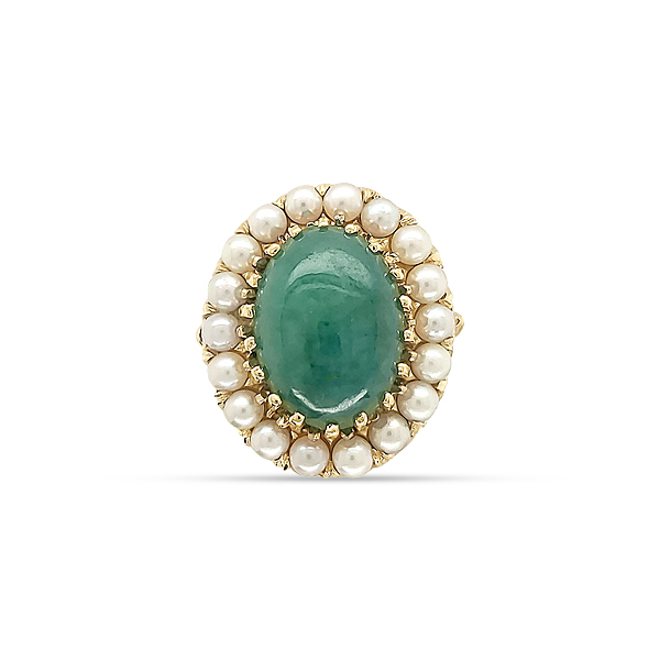 ESTATE JADE AND PEARL RING