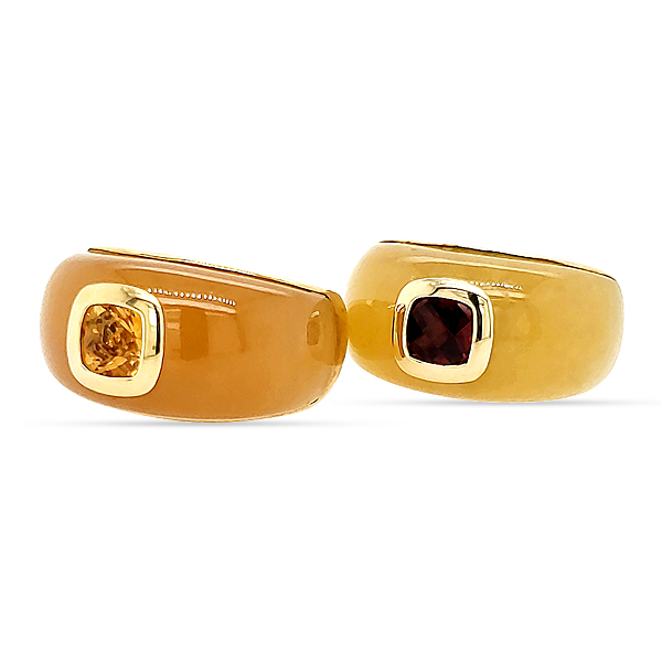 YELLOW JADE AND GARNET RING