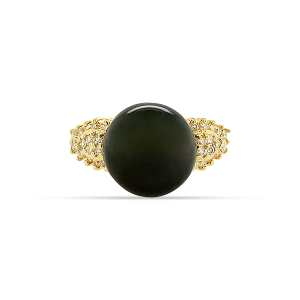 TAHITIAN PEARL AND DIAMOND RING