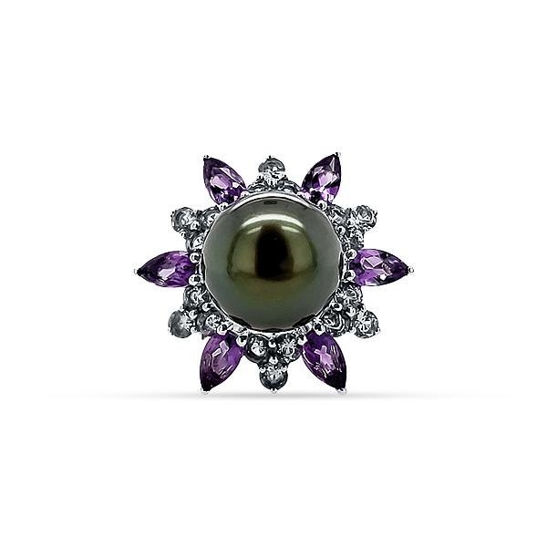 TAHITIAN PEARL AND MUTI GEMSTONE RING