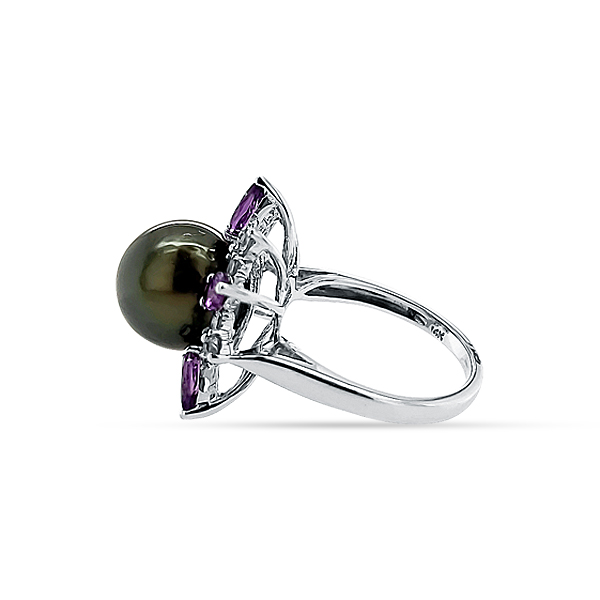 TAHITIAN PEARL AND MUTI GEMSTONE RING