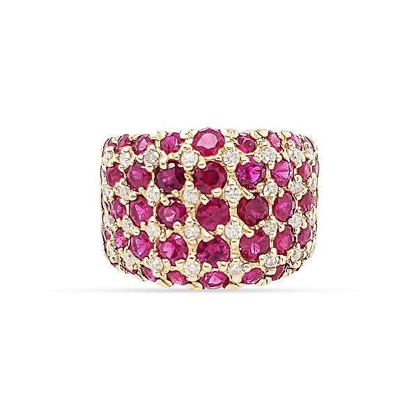 RUBY AND DIAMOND CIGAR BAND RING