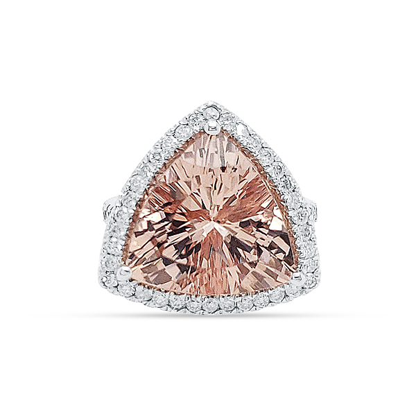 MORGANITE AND DIAM RING 14KW