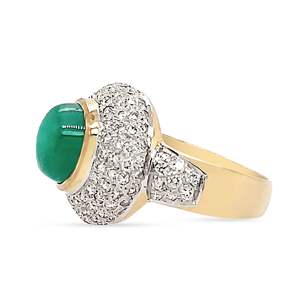 EMERALD AND DIAMOND RING,HAND MADE