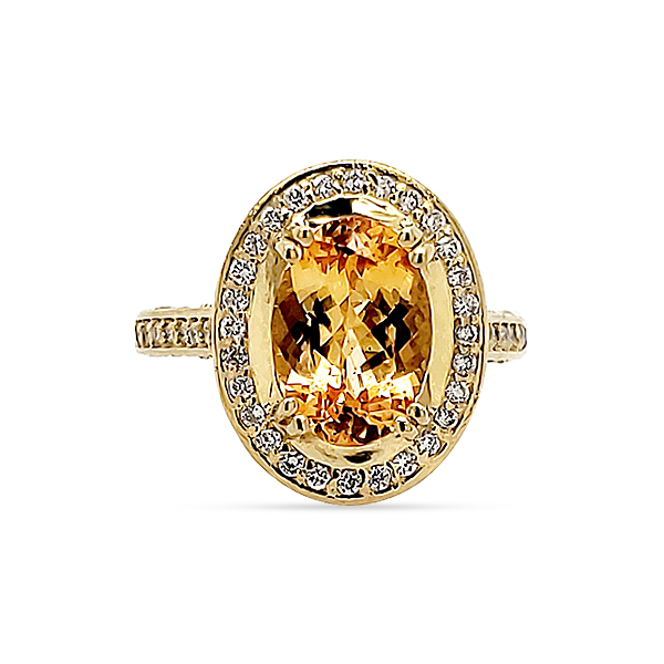 IMPERIAL TOPAZ AND DIAMOND RING 18KY