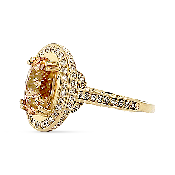 IMPERIAL TOPAZ AND DIAMOND RING 18KY