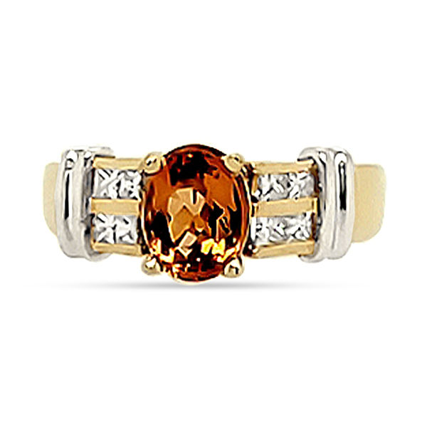 IMPERIAL TOPAZ AND DIAMOND RING