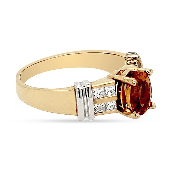 IMPERIAL TOPAZ AND DIAMOND RING
