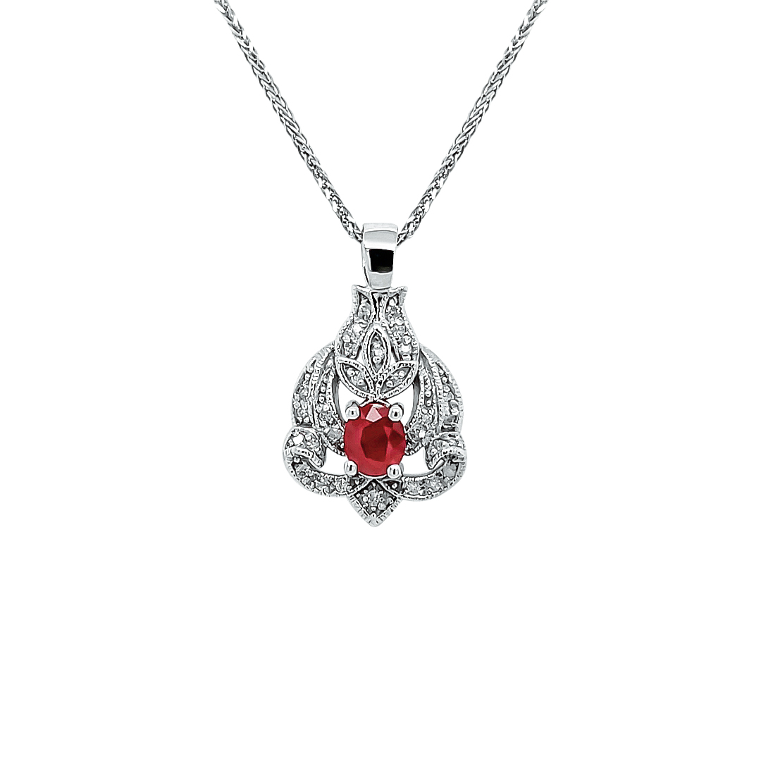 BURMA RUBY AND DIAMOND PENDANT