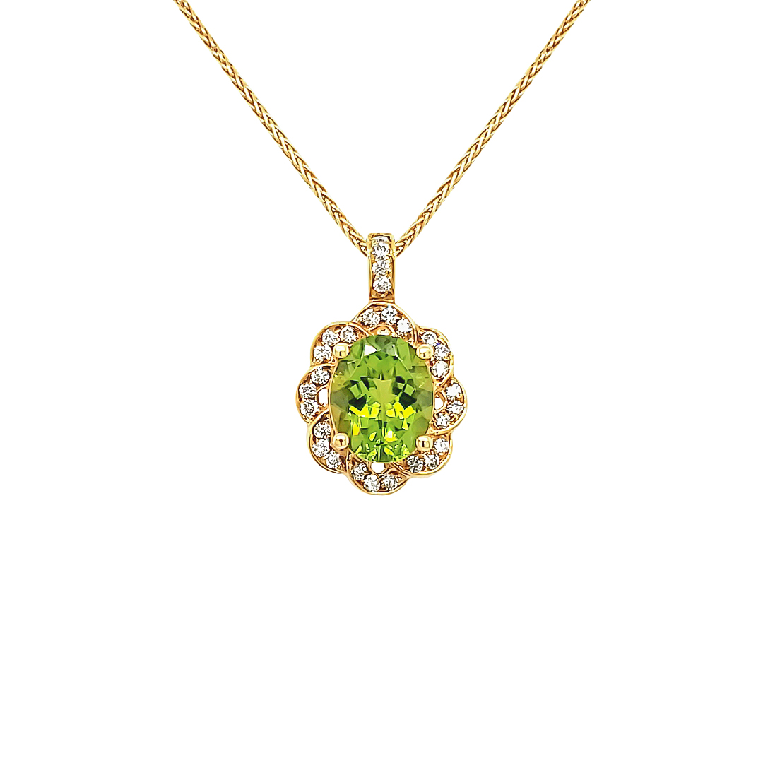 PERIDOT AND DIAMOND PENDANT