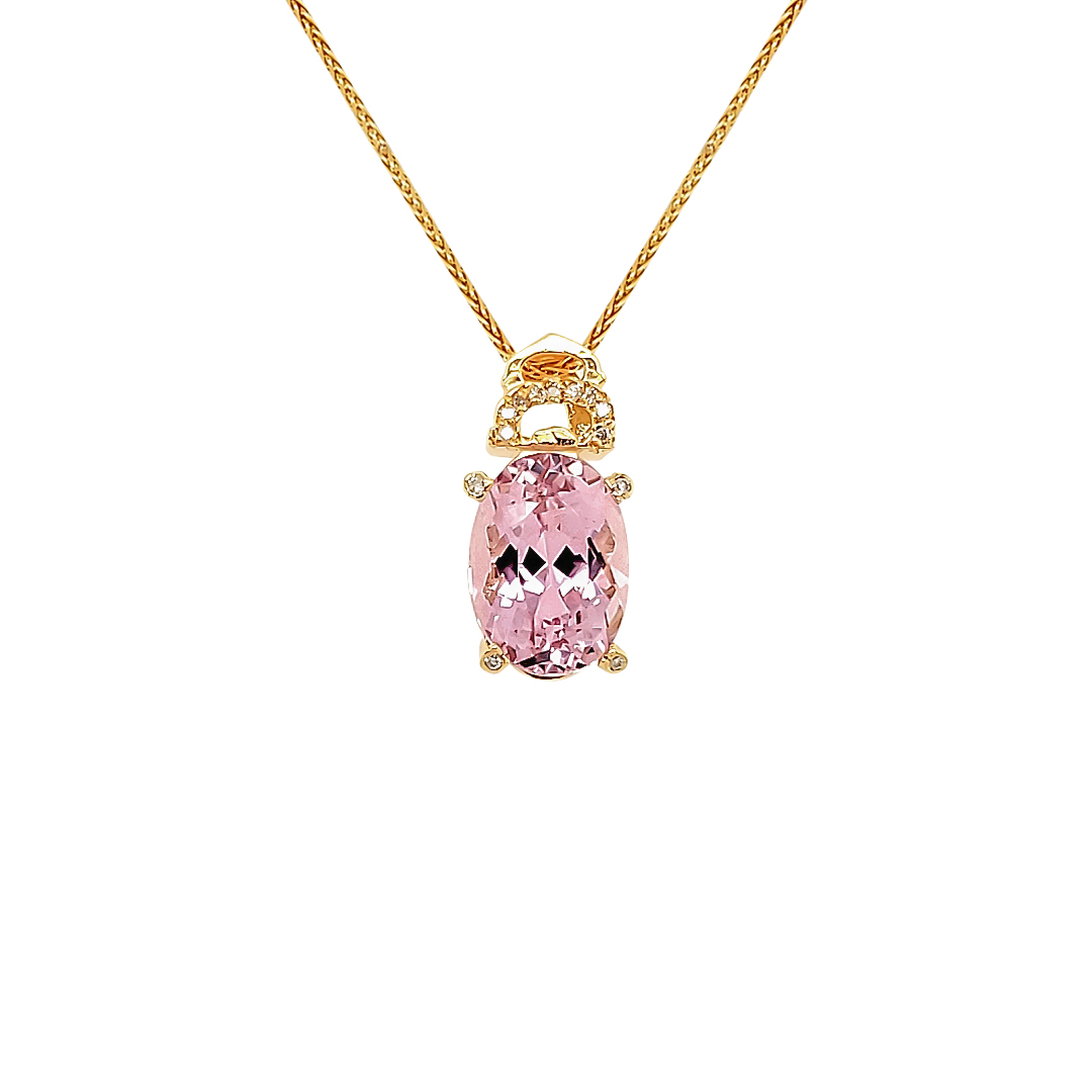 KUNZITE AND DIAMOND PENDANT