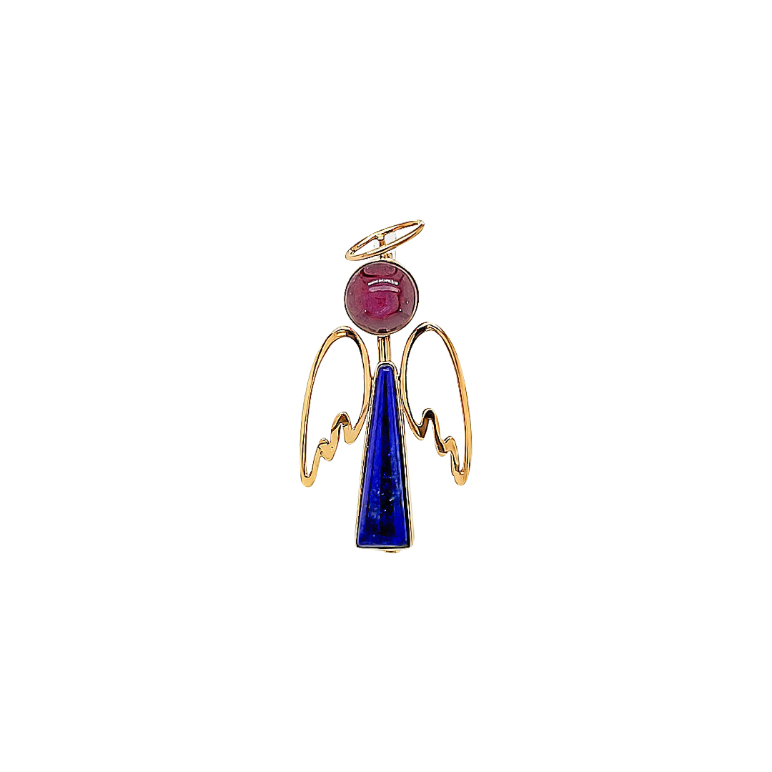 STAR RUBY AND LAPIS LAZULI ANGEL PIN