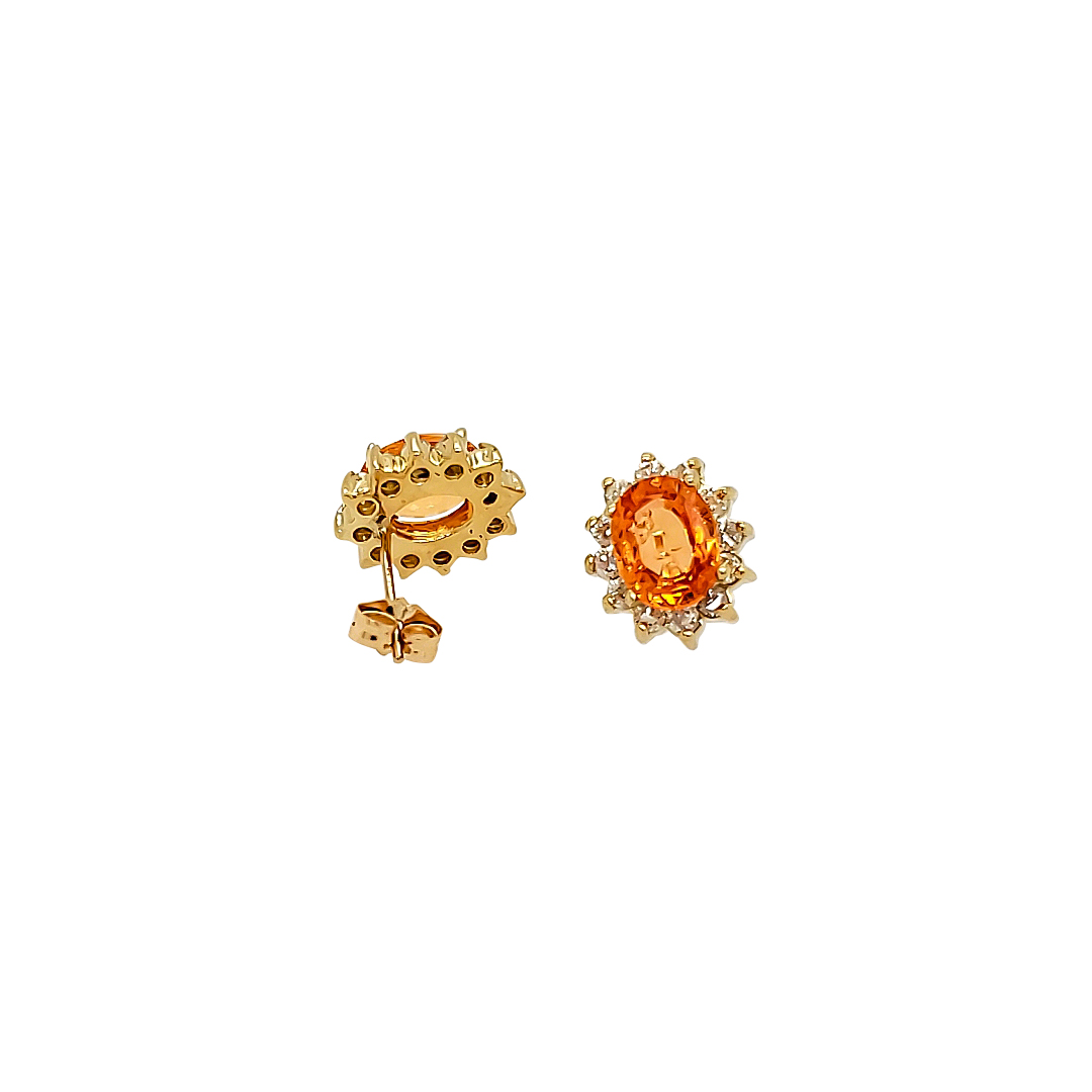 MANDARIN GARNET AND DIAMOND EARRINGS