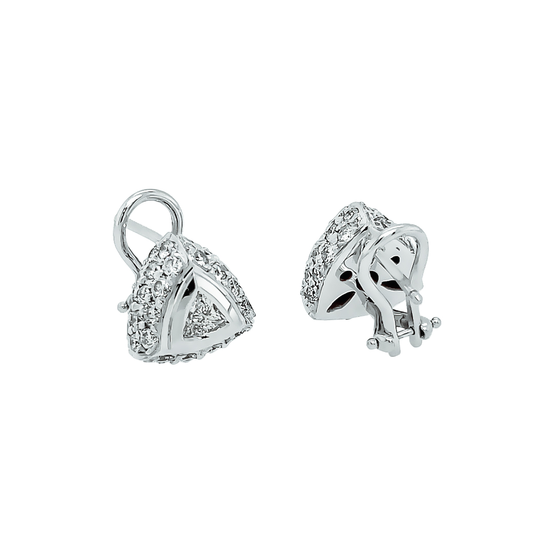 DIAMOND EARRINGS with Trillion cut center DIAMONDS