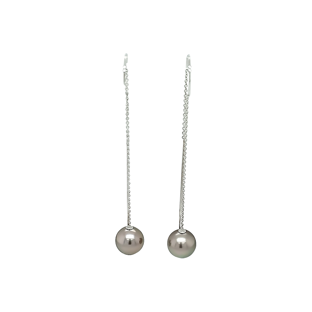 SILVER TAHITIAN PEARL EARRINGS