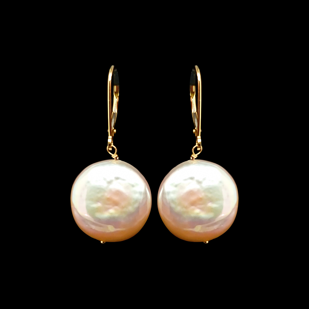 COIN PEARL LEVER BACK EARRINGS