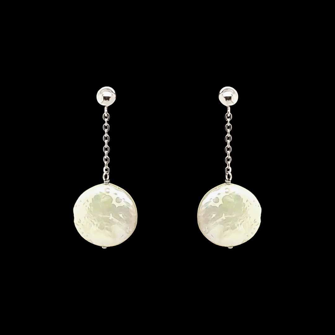 COIN PEARL DANGLE EARRINGS