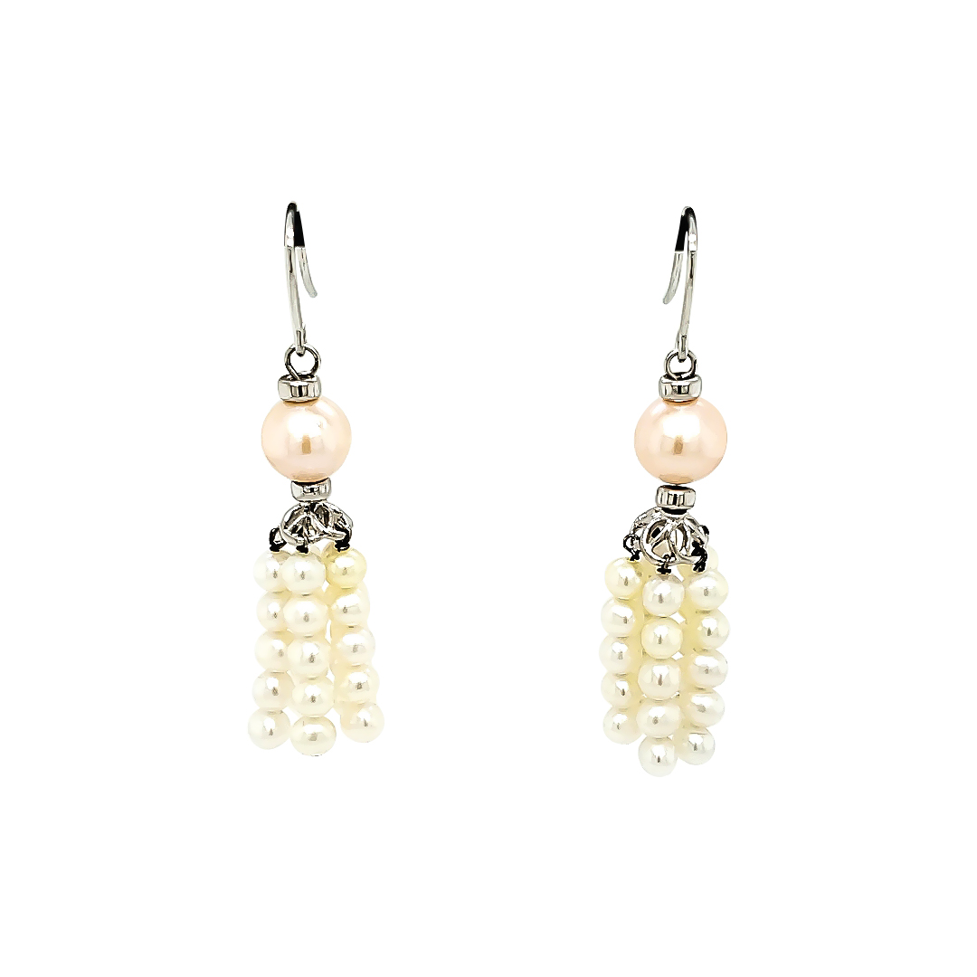 PINK AND WHITE PEARL EARRINGS