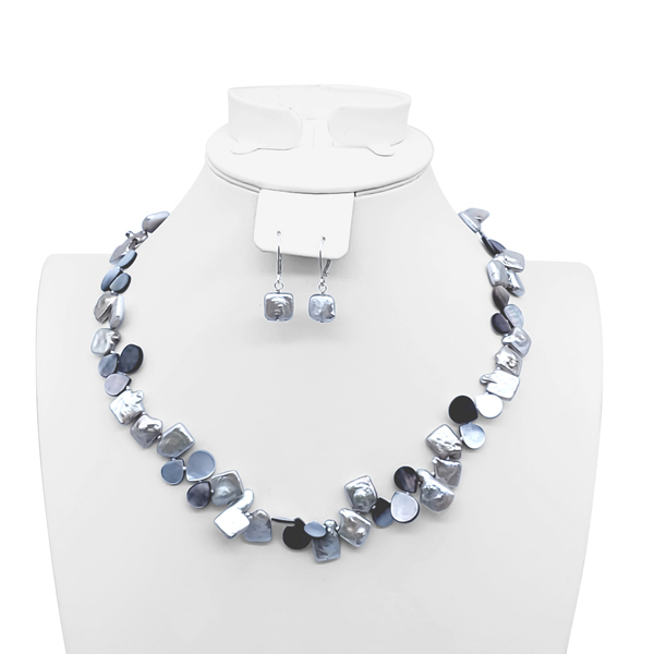 PEARL AND M.O.P. NECKLACE AND EARRING SET