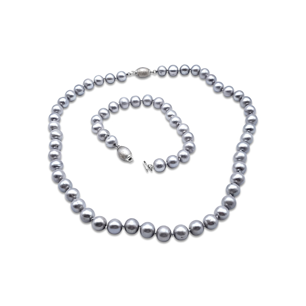 SILVER PEARL NECKLACE AND BRACELET