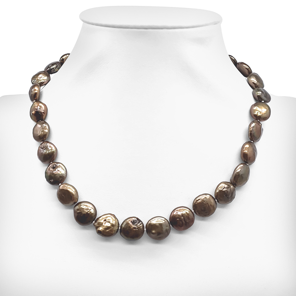 CHOCOLATE COIN PEARL NECKLACE