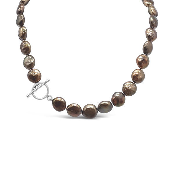 CHOCOLATE COIN PEARL NECKLACE