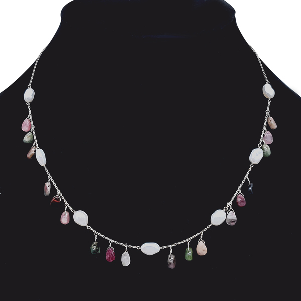 KESHI PEARL AND TOURMALINE NECKLACE