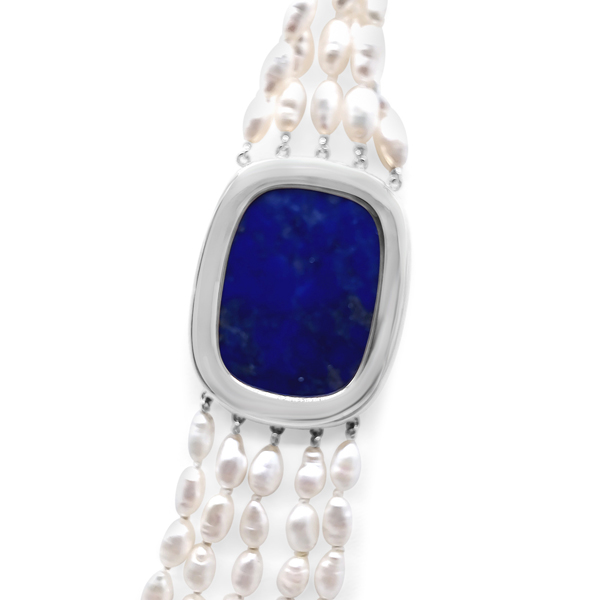 LAPIS AND BIWA PEARL NECKLACE